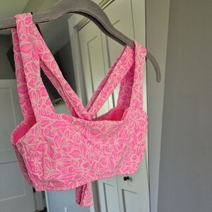 Pink Embroideres Floral Swim Top